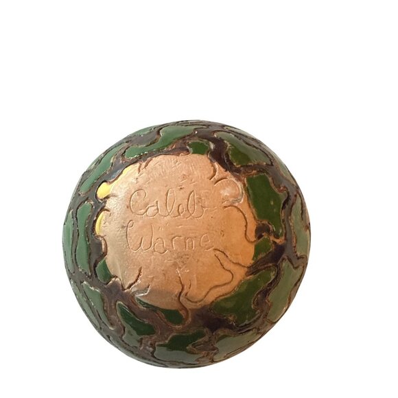 Handcrafted Ceramic Bowl By Calab Warne(r?) With Green & Yellow Glaze - Picture 4 of 5